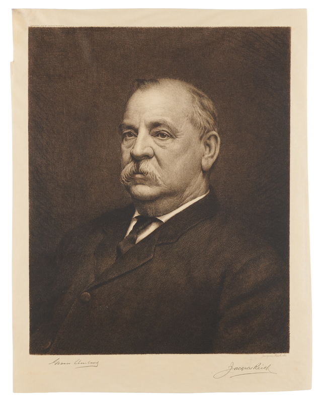 Lot 52 Grover Cleveland Signed Oversized Engraved Portrait by Jacques Reich