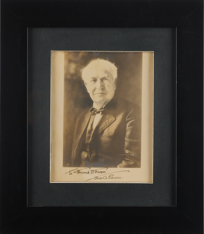 Lot 274 Thomas Edison Signed Photograph, Presented to Edison Storage Battery Executive Frank D. Fagan