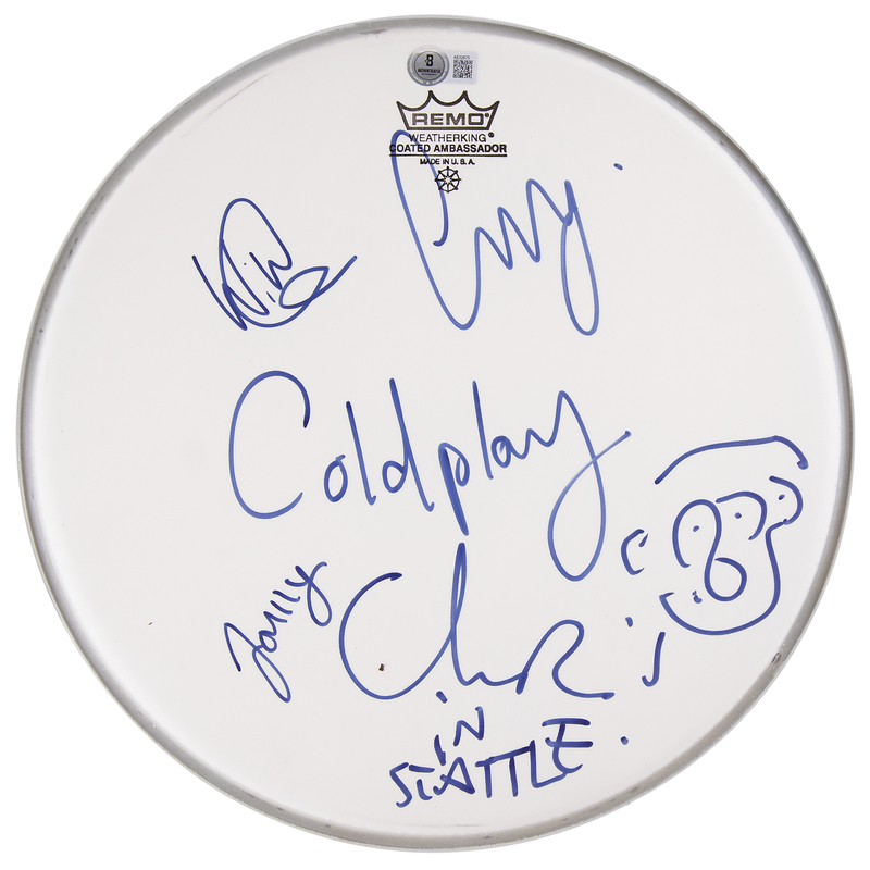 Lot 594 Coldplay Signed Drumhead