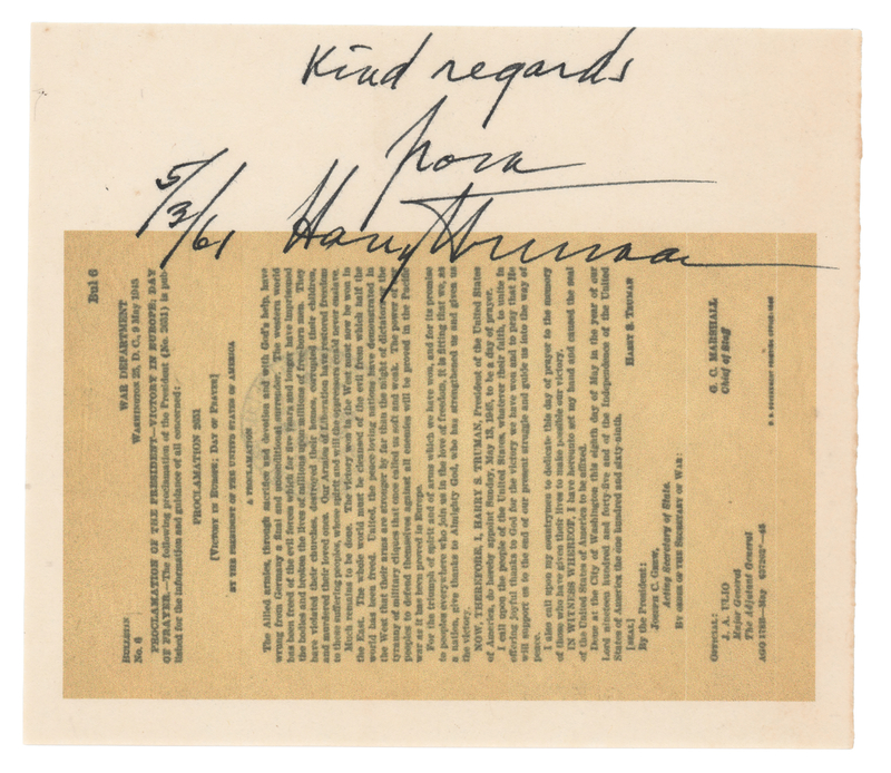 Lot 72 Harry S. Truman Signature