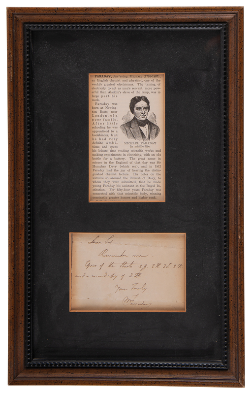 Lot 283 Michael Faraday Autograph Note Signed
