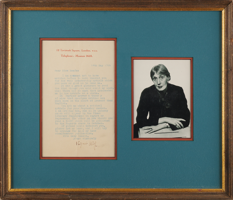 Lot 551 Virginia Woolf Typed Letter Signed on ‘How Should One Read a Book?’ and Its First Publication in the Yale Review (1926)
