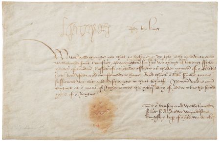 Lot #191 King Henry VIII Document Signed to the Keeper of the Wardrobe - Image 2