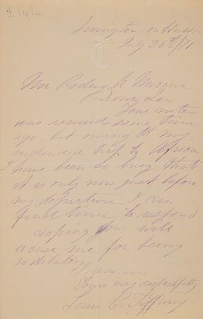 Lot #256 Louis C. Tiffany Autograph Letter Signed