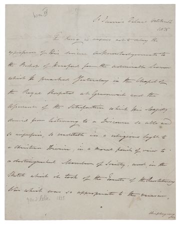 Lot #197 King William IV Letter Signed, Congratulating the Bishop of Hereford on an 