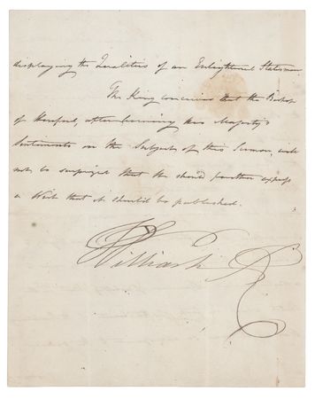 Lot #197 King William IV Letter Signed, Congratulating the Bishop of Hereford on an 