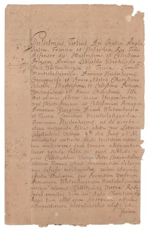 Lot #196 King William III Letter Signed, Offering Condolences on the Death of George II, Duke of Württemberg-Montbéliard - Image 1