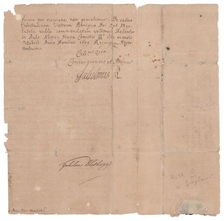 Lot #196 King William III Letter Signed, Offering Condolences on the Death of George II, Duke of Württemberg-Montbéliard - Image 2