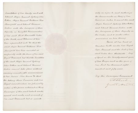 Lot #216 Queen Victoria and Prince Albert Document Signed for the Investiture of 
