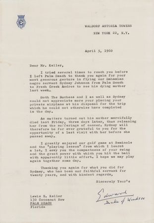 Lot #172 King Edward VIII Typed Letter Signed