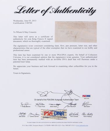 Lot #178 King Francis II Document Signed - The Rarest of the French Renaissance Kings - Image 2