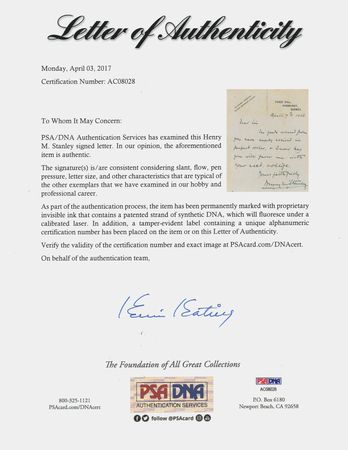 Lot #304 Henry M. Stanley Autograph Letter Signed - Image 2