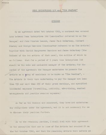 Lot #572 Beatles and NEMS Enterprises 'Opinion'