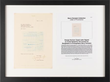 Lot #576 Beatles: George Harrison Typed Letter Signed on Funds Raised by The Concert for Bangladesh to Photographer Barry Feinstein - Image 2
