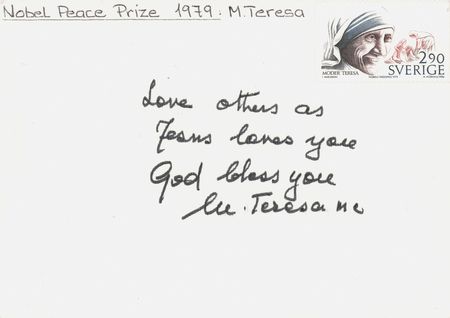 Lot #226 Mother Teresa Autograph Quote Signed