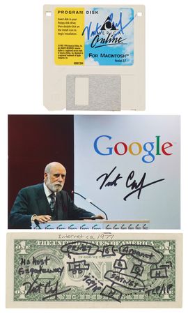 Lot #263 Vint Cerf (3) Signed Items - Sketch,