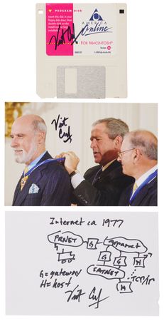 Lot #264 Vint Cerf (3) Signed Items - Sketch,