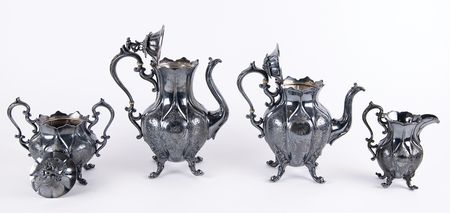 Lot #360 Al Capone's Reed & Barton Four-Piece Silverplate Tea and Coffee Service with (31) Associated Flatware and Serving Pieces - Image 3