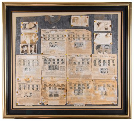 Lot #414 Depression-Era Police Bulletin Board with (10) Bureau of Investigation Wanted Circulars for John Dillinger, Clyde Barrow, Baby Face Nelson, and Other Public Enemies - Image 1