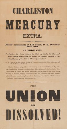 Lot #469 Charleston Mercury ‘Extra’ Broadside from