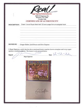 Lot #596 Cream: Eric Clapton Signature and Jack Bruce/Ginger Baker Signed CD Booklet - Image 2
