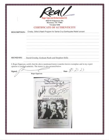 Lot #597 Crosby, Stills, and Nash Signed Program - Image 2