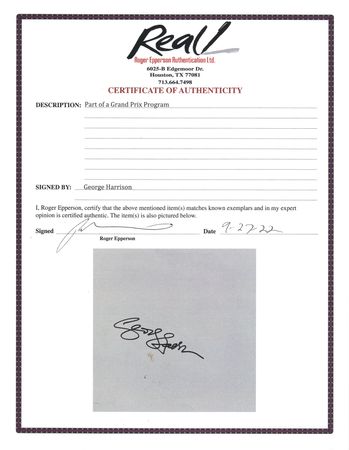 Lot #581 Beatles: George Harrison Signature - Image 2