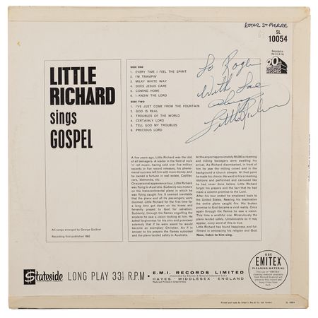 Lot #630 Little Richard Signed Album - Little Richard Sings Gospel - Image 1