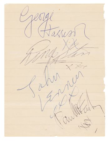 Lot #570 Beatles Signatures - Obtained Outside the