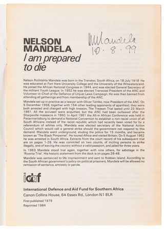 Lot #245 Nelson Mandela Signed Booklet - I Am