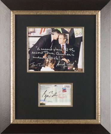 Lot #96 George W. Bush Signed 9/11 Postcard and “America Is Under Attack” Photograph with Andy Card - Image 1