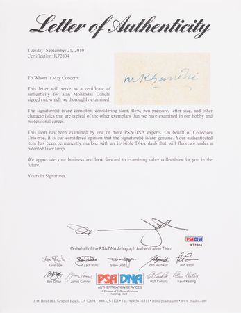 Lot #240 Mohandas Gandhi Signature - Image 3