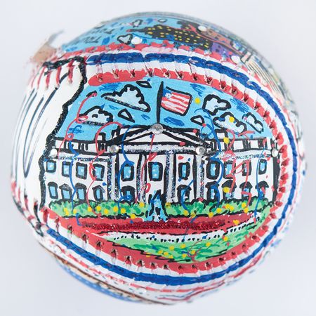 Lot #100 Donald Trump Signed Hand-Painted Baseball by Charles Fazzino - Image 3