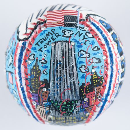 Lot #100 Donald Trump Signed Hand-Painted Baseball by Charles Fazzino - Image 4