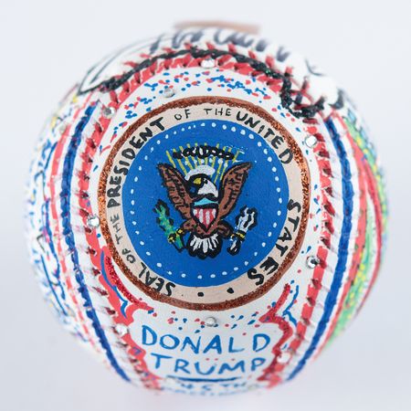 Lot #100 Donald Trump Signed Hand-Painted Baseball by Charles Fazzino - Image 6