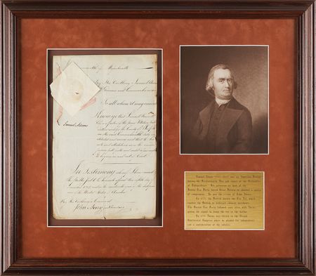 Lot #110 Samuel Adams Document Signed as Governor