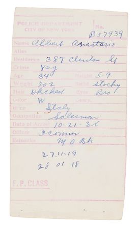 Lot #405 Albert Anastasia Original NYPD Mug Shot (1936) - Image 2