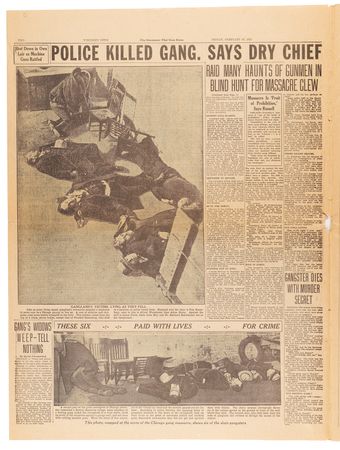 Lot #398 Saint Valentine's Day Massacre: Wisconsin News Newspaper (February 15, 1929) - 