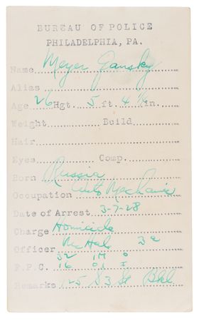 Lot #383 Meyer Lansky Rare Original Philadelphia Police Department Mug Shot Photograph - From His 1928 Homicide Arrest - Image 2
