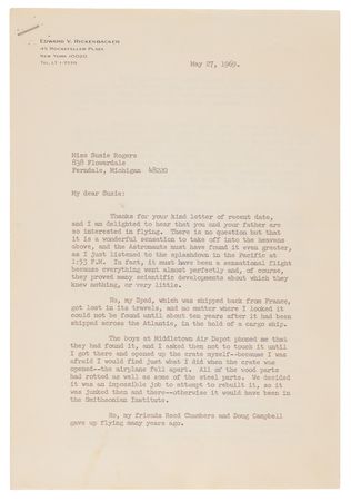 Lot #475 Eddie Rickenbacker (2) Signed Items: Letter and Photograph - Image 2