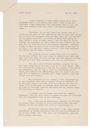 Lot #475 Eddie Rickenbacker (2) Signed Items: Letter and Photograph - Image 3