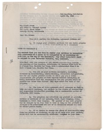 Lot #689 Nigel Bruce Document Signed for a Radio Role as Sherlock Holmes's Dr. Watson - Image 2