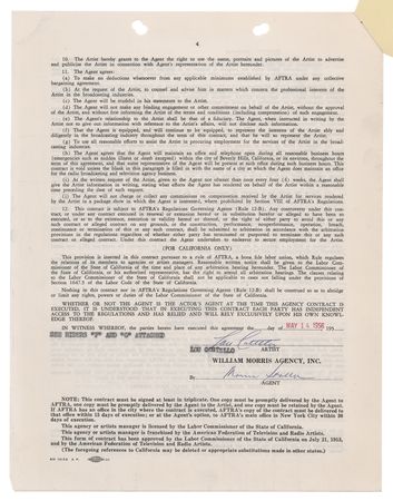 Lot #693 Lou Costello Document Signed