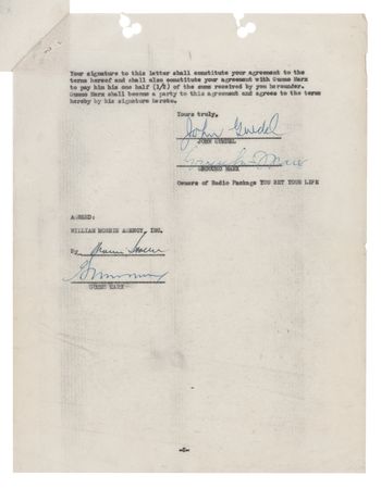 Lot #724 Groucho and Gummo Marx Document Signed - Image 1