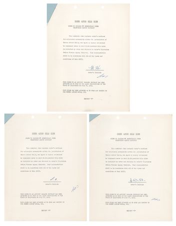 Lot #745 The Three Stooges (3) Documents Signed - Moe Howard, Larry Fine, and Joe DeRita - Image 2