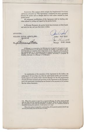 Lot #752 Mae West Signed Production Contract for Her Signature Play, Diamond Lil (1950) - Image 1
