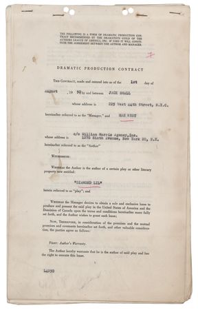 Lot #752 Mae West Signed Production Contract for Her Signature Play, Diamond Lil (1950) - Image 2