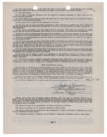 Lot #704 Jackie Gleason Signed Agency Contract - Image 1