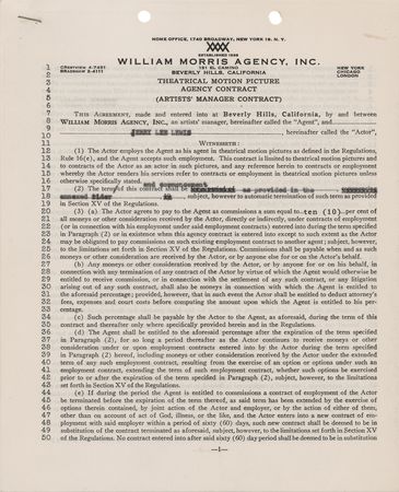 Lot #627 Jerry Lee Lewis 1957 Agency Contract Signed in His Breakthrough Year - Image 2