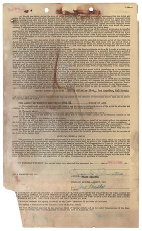 Lot #740 Frank Sinatra Agency Contract Signed at the Height of His Mid-1950s Career (1956) - Image 1